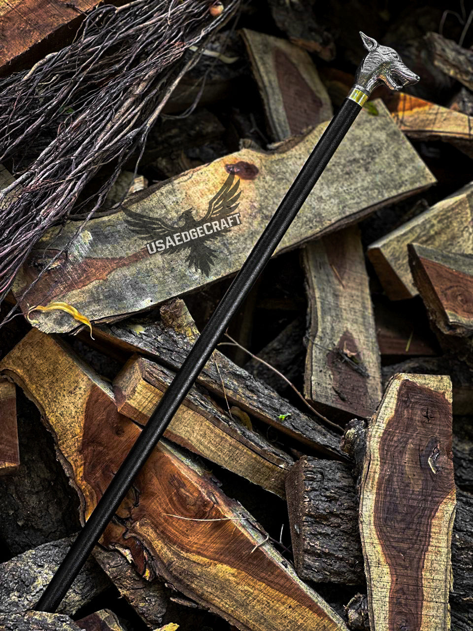 Fox Head Sword Cane | Hand-Forged High Carbon Steel Walking Stick