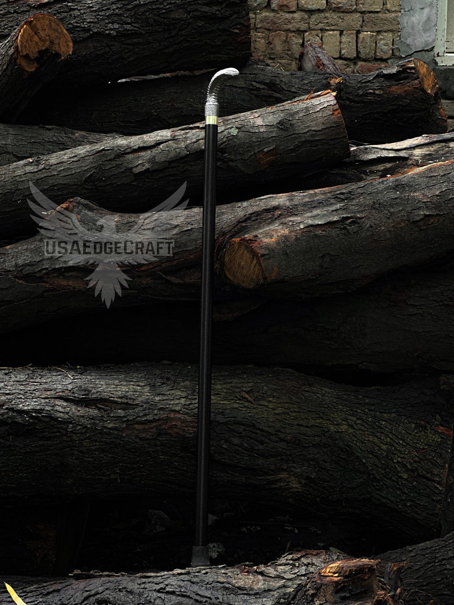 Custom handmade high carbon steel snake cane sword with elegant design