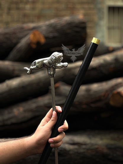 Functional walking stick sword featuring sleek black scabbard