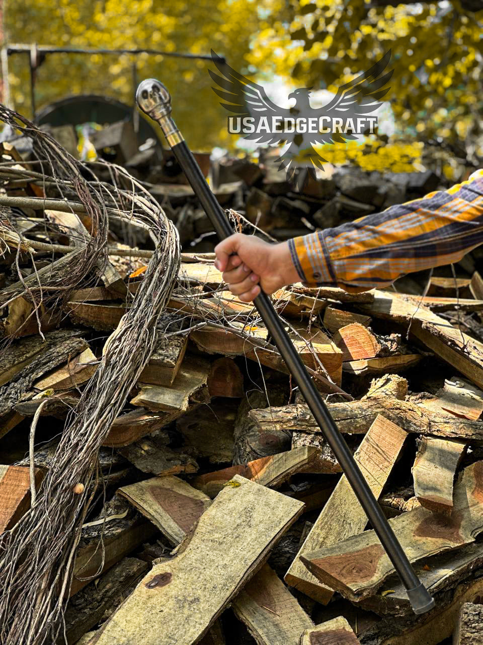 Gothic-style walking stick sword with polished steel blade