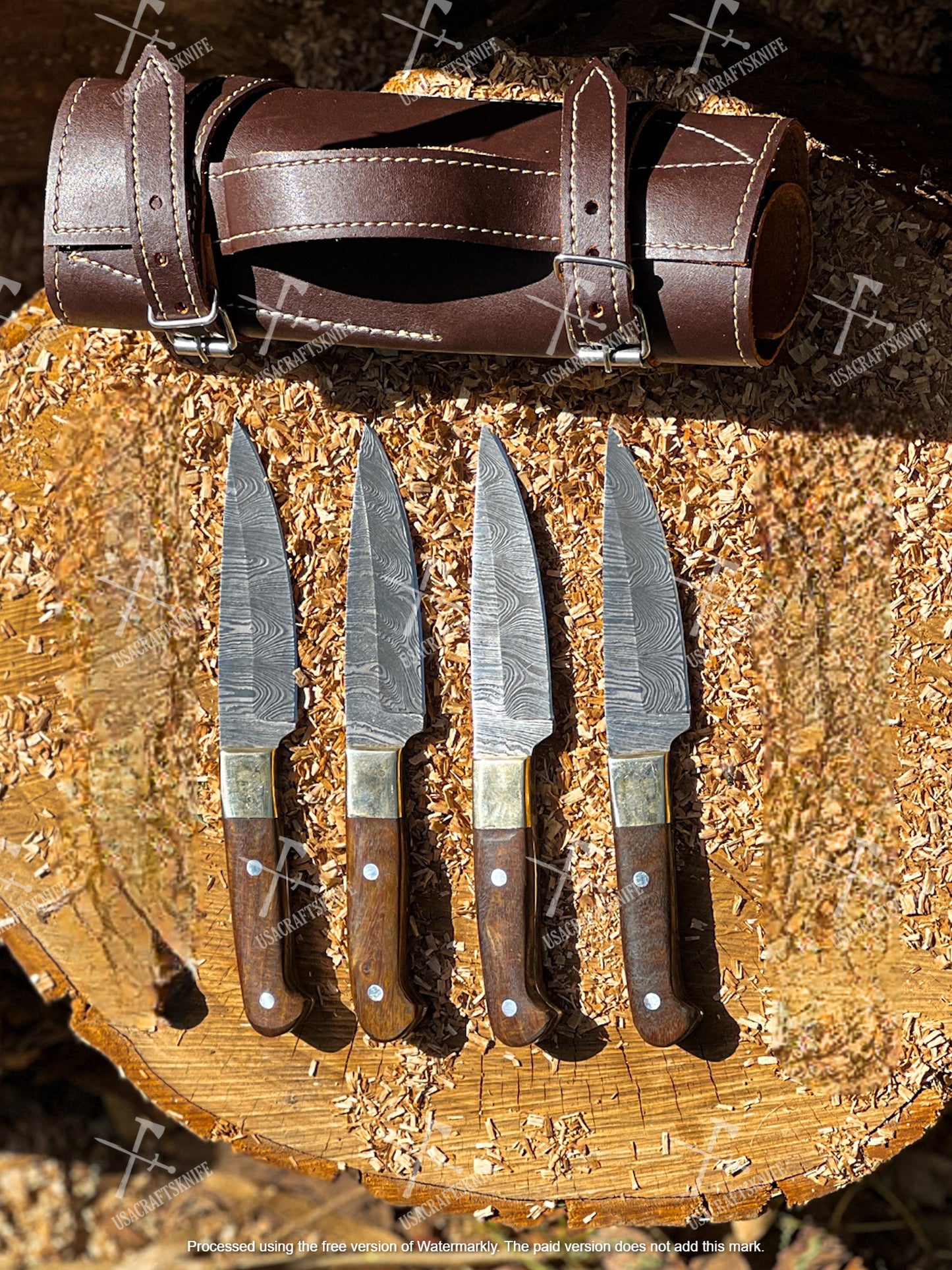 BBQ Steak Knives Set 6 pcs,Outdoor Steaks Knives, Damascus Steel Handmade Steak Knives, Chef Knife Set, Table Knives, Personalized Gift