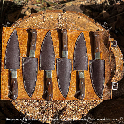 BBQ Steak Knives Set 6 pcs,Outdoor Steaks Knives, Damascus Steel Handmade Steak Knives, Chef Knife Set, Table Knives, Personalized Gift