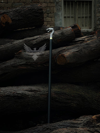 Collectible dragon head cane sword with black metal scabbard, UK and USA edition