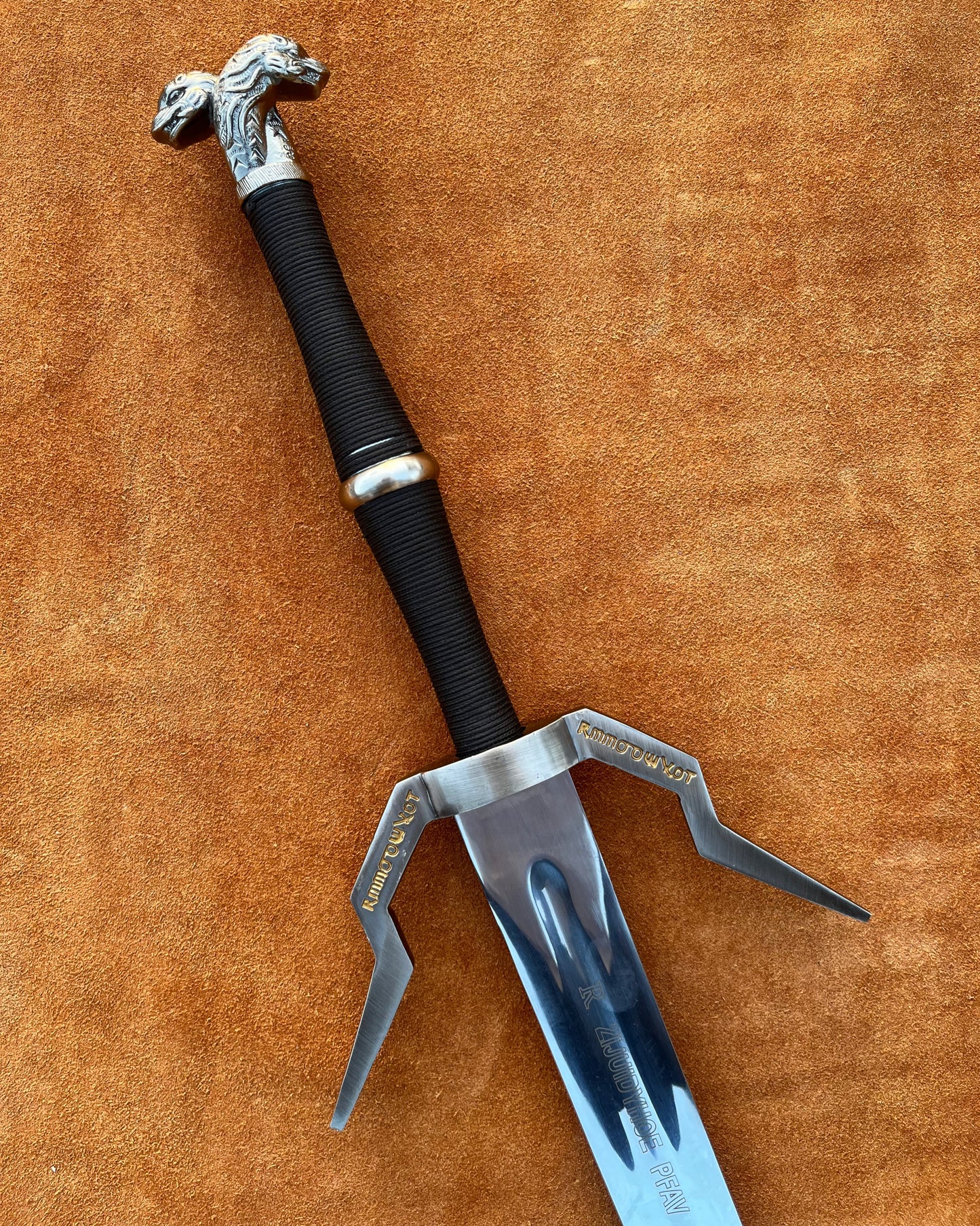 High-quality Witcher collectible sword for display or cosplay, featuring handcrafted details and durable stainless steel blade
